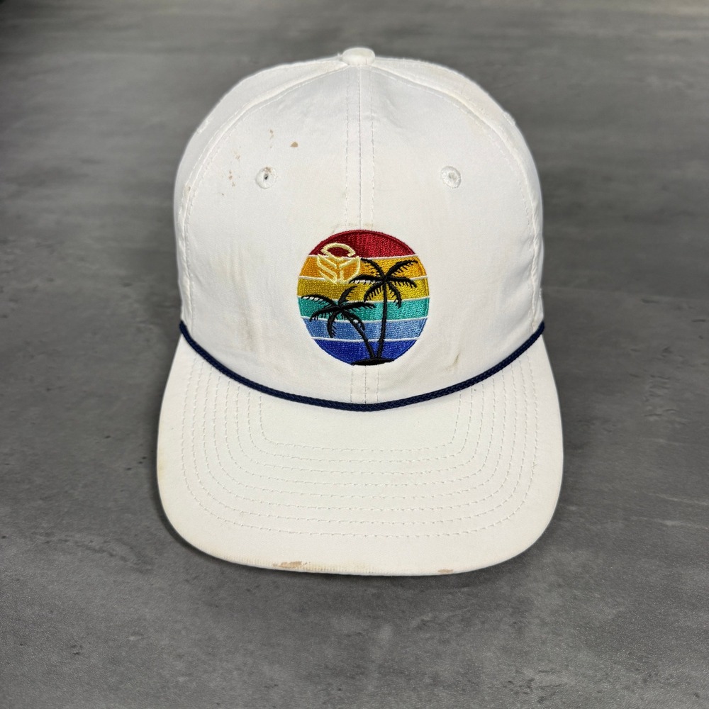 Imperial Snaback Hat Mens White Palm Tree Sunset Golf Tennis Performance Buffett